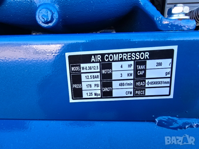 Компресор за въздух - 200 литра 3.0 kW, 4 hp 12 bar.480л/м, снимка 3 - Компресори - 27073241