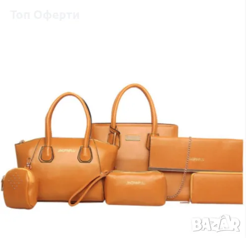 Комплект от шест части за жените с усет / Цвят: черен / Изкуствена кожа, снимка 1