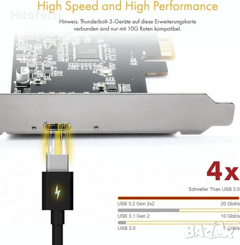 Разширителна карта ICY BOX USB 3.2 PCIe с USB-C 3.2 Gen 2×2 порт (20 Gbps), съвместима с Windows, но, снимка 3 - Други - 54155961