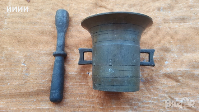 Масивно бронзово хаванче с уши камбана , снимка 2 - Антикварни и старинни предмети - 53411053