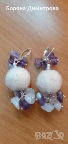 Еко бижута от вълна - красиви обеци за ежедневието! Уникати!, снимка 8 - Обеци - 53657020