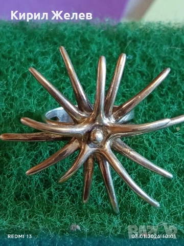 Сребърен пръстен с екстравагантен дизайн ВЕЛИКОЛЕПИЕ Арт бижу 52715