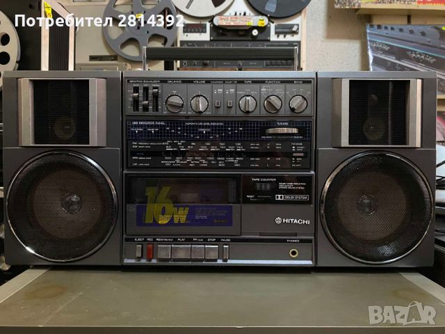 Радио Касетофон HITACHI TRK-9100E ХИТАЧИ Бумбокс Boom Box Ghetto Blaster, снимка 1 - Радиокасетофони, транзистори - 45981074