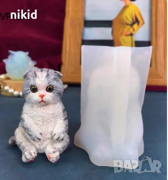 3D едро пухкаво коте котка силиконов молд форма фондан гипс шоколад смола свещ декор , снимка 1 - Форми - 43662543
