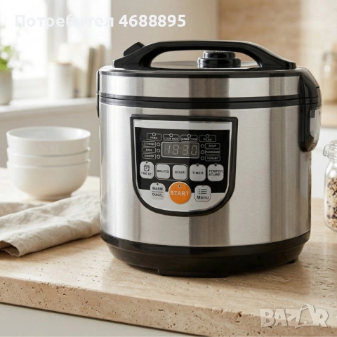 Оризоварка Cheffinger CF-RC5.0, 5L, 900W – XXL капацитет, таймер, инокс капак