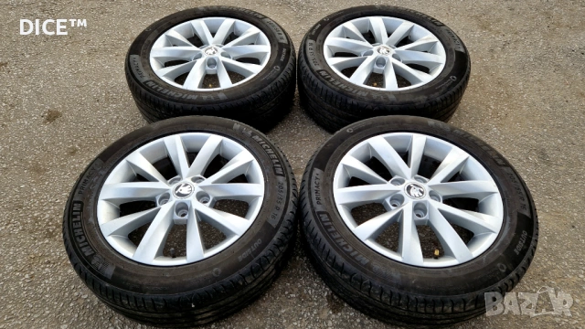 Шкода 16 5х112 лети джанти Skoda Octavia. 205/55/16 Мишелин , снимка 2 - Гуми и джанти - 53692820