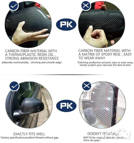 К-кт карбонови капаци за странични огледала за VW Golf MK5 / MK6, снимка 8 - Аксесоари и консумативи - 52565670