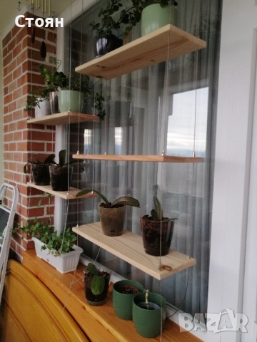 Висяща етажерка с дървени плотове , снимка 4 - Етажерки - 53563610