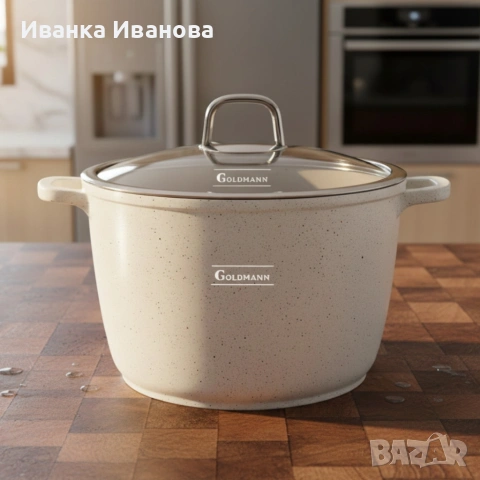 Дълбока тенджера Goldmann GM-0624B с мраморно покритие, 24 см, 6.2 л, индукция, снимка 3 - Съдове за готвене - 53066414