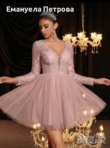 Дамска официална къса рокля с тюл, снимка 5 - Рокли - 54288781