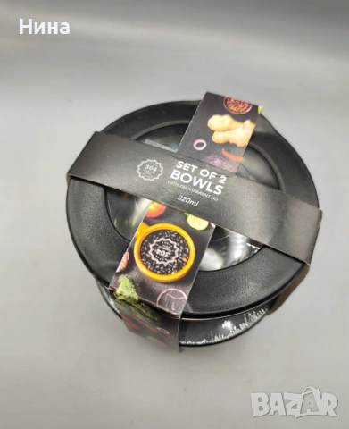 Комплект от 2 купички от стомана, с прозрачен капак, 320 мл, снимка 6 - Кутии за храна - 53486203