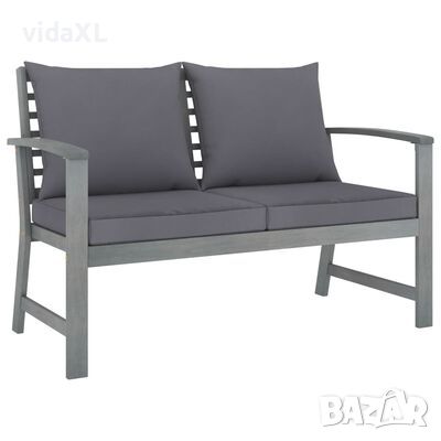 vidaXL Градинска пейка 120 см с тъмносива възглавница, акация масив（SKU:311826, снимка 1 - Градински мебели, декорация  - 45529305