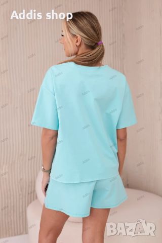 Нов дамски комплект блуза с щампа punto + къси панталонки , снимка 3 - Комплекти - 45718826