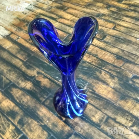 Ваза син кристал, снимка 4 - Вази - 52330399