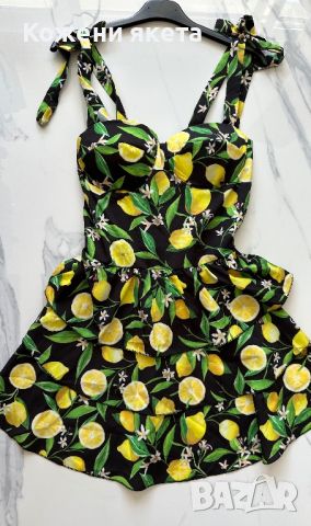 Черна рокля с лимони 🍋, снимка 1 - Рокли - 46434721