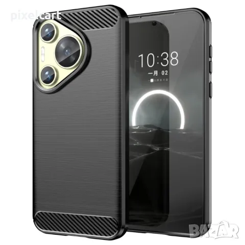 Силиконов Калъф Carbon Fibre Brushed за Huawei Huawei Pura 70, Черен, снимка 1 - Калъфи, кейсове - 47966477