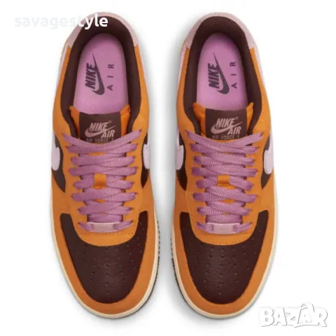 Дамски спортни обувки NIKE Air Force 1 Low Shoes Orange/Burgundy, снимка 4 - Маратонки - 48698716