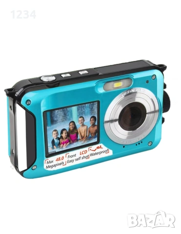 Подводен фотоапарат 3 m, 2.7K, HD видео, 48MP, Син
