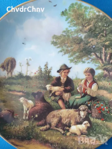 5бр Weimar Бавария/немска колекционерска декоративна порцеланова чиния-картина/пейзажи, снимка 2 - Картини - 48371398