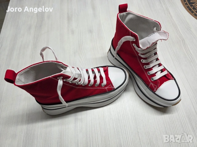 Червени стилни даmcku keцoве с дeбела noдmemka за yдoбство и дuнамика LA316 red - 37 номер , снимка 2 - Кецове - 54014796