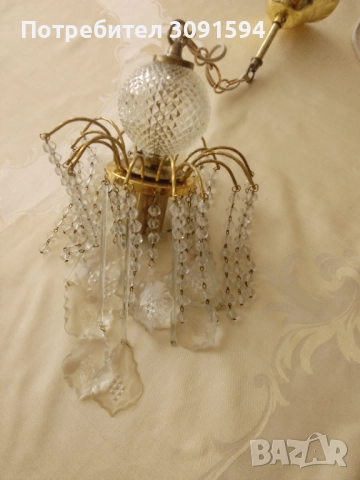  Елегантен-Чешки месингов  кристален полилей  , снимка 9 - Полилеи - 51798315