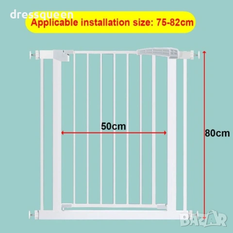 4504 Метална предпазна врата за бебета и домашни любимци, регулируема 75–82 см, снимка 7 - Други стоки за дома - 53877306