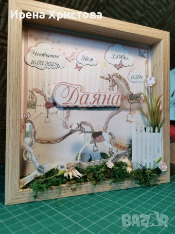 Бебешка визитка в рамка , снимка 6 - Картини - 53436521