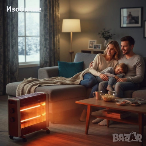 Кварцов отоплител 1500W с 2 степени и мобилни колелца – бързо и безопасно затопляне, снимка 4 - Отоплителни печки - 52652278