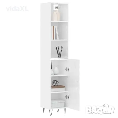 vidaXL Висок шкаф, бял гланц, 34,5x34x180 см, инженерно дърво(SKU:3189631), снимка 3 - Шкафове - 49096607