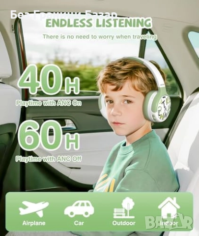 Нови Детски безжични шумопотискащи слушалки Bluetooth 60 часа батерия, снимка 3 - Bluetooth слушалки - 51941211