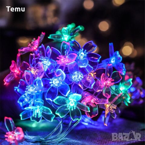 Многоцветни коледни LED лампички с цветя с щепсел  - Многоцветни, дължина - 5м ,28бр лампички.С мног, снимка 13 - Декорация за дома - 45579801