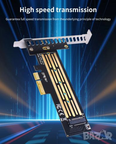Преходник TISHRIC M.2 NVME към PCIE 4X SSD адаптерна карта, снимка 1 - Кабели и адаптери - 45188651