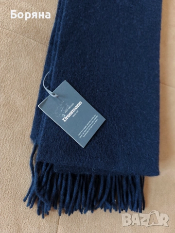 Dressman нов с етикет шал в тъмно синьо от 100 % вълна, снимка 3 - Шалове - 53724780