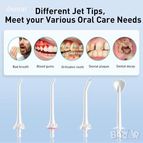 COSLUS Безжичен иригатор, зъбен душ за почистване на зъби 300 мл, 4 режима, IPX7, снимка 5 - Други - 46641725