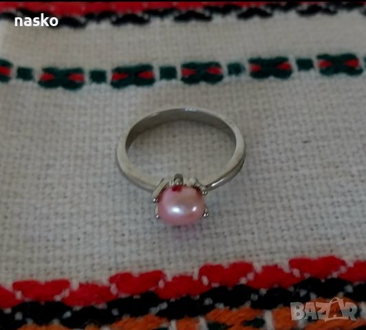 Пръстен с розова перличка, снимка 1 - Антикварни и старинни предмети - 46400401