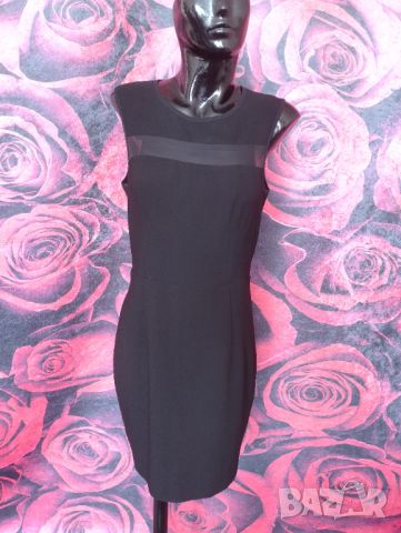 Черна къса рокля с прозрачен участък над бюста С/М, снимка 1 - Рокли - 46376781