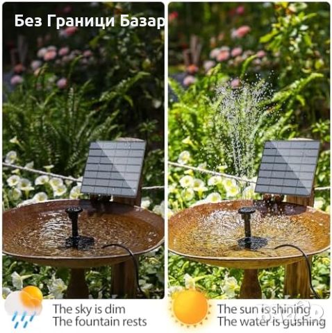 Нов Соларен фонтан с 6 накрайника за градина, езеро и декорация двор, снимка 6 - Други - 46453641