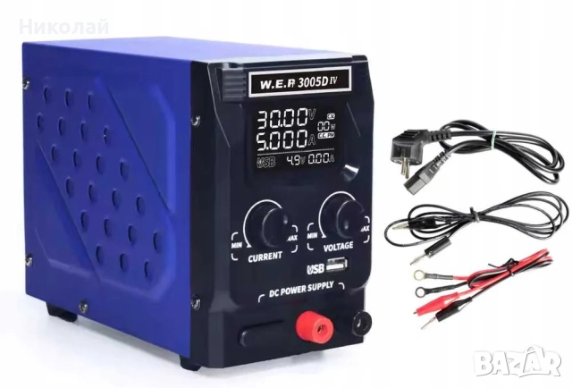 Захранващ блок WEP 3005D-IV, 30V, 5A, импулсно, с цифров дисплей (V/A/W), USB бързо зареждане, снимка 6 - Друга електроника - 52308127