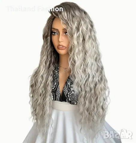 "ОМБРЕ" елегантна сива вълнообразна перука, снимка 7 - Аксесоари за коса - 49852353