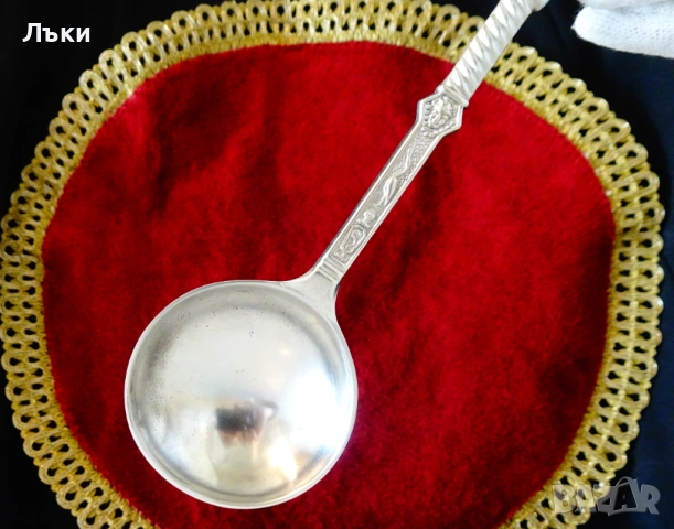 Лъжица от калай с фигури на съпрузи за калаена сватба. , снимка 5 - Антикварни и старинни предмети - 53965503