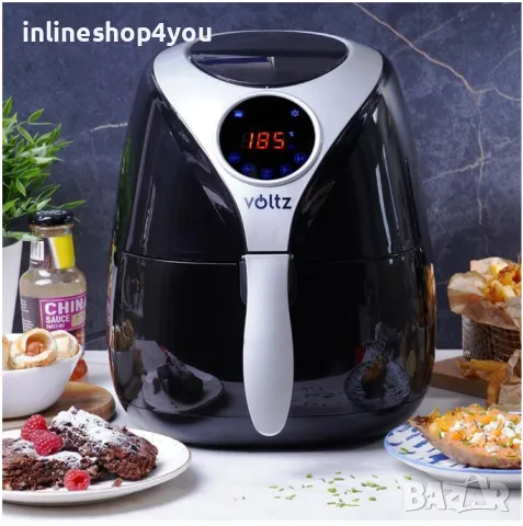 Фритюрник с горещ въздух Air Fryer Voltz V51980D, 1600W, 3.2 литра, Тъч дисплей, Таймер, Черен, снимка 3 - Фритюрници - 50303873