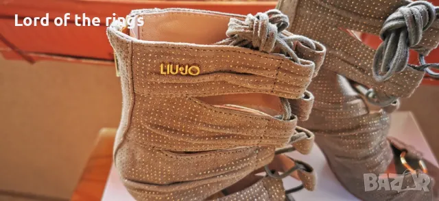 Оригинални маркови дамски велурени сандали / ботуши LIU JO - 37 номер, снимка 3 - Дамски елегантни обувки - 49776462