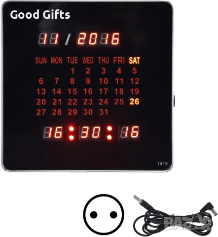 Голям Дигитален LED Часовник с Календар и Термометър – Елегантност и Точност, снимка 6 - Друга електроника - 53833088