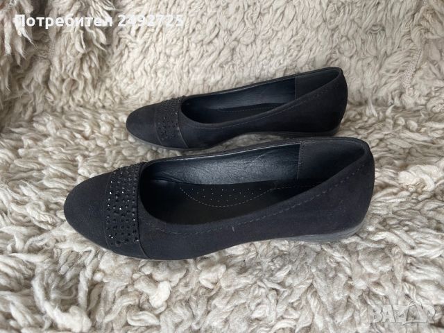 Обувки черни велур камъчета 38 номер, снимка 1 - Дамски ежедневни обувки - 45746623