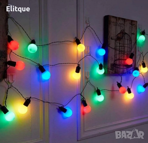 Гирлянд от крушки с цветни светлини , снимка 4 - Декорация за дома - 52903939