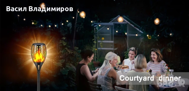 Соларна LED лампа имитираща огън със светлинен сензор, снимка 4 - Соларни лампи - 50921358