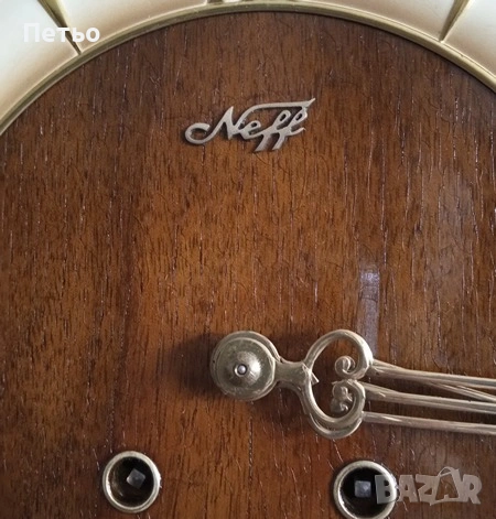 Работещ антикварен стенен часовник марка Neff, снимка 5 - Антикварни и старинни предмети - 53711037