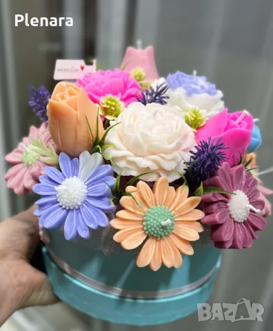 Ръчно изработени букети от соеви свещи, снимка 2 - Декорация - 50027159