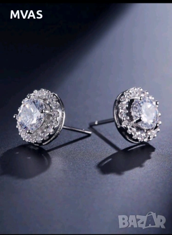 Нов дамски комплект блестящо колие и обеци цирконий, снимка 6 - Бижутерийни комплекти - 54093559