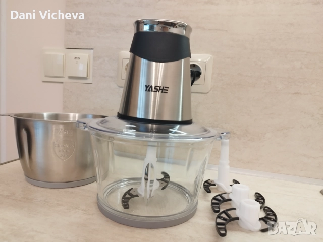 Електрически кухненски робот и чопър YASHE, снимка 6 - Чопъри и пасатори - 52806649